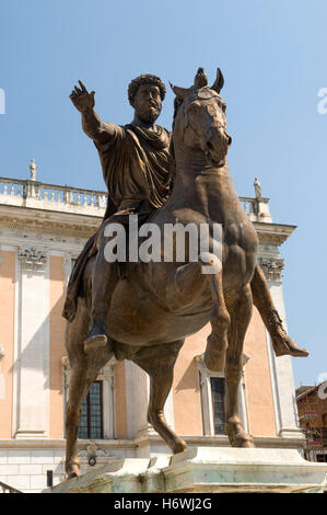 Reiterstatue des Marcus Aurelius auf dem Kapitol, Rom, Italien, Europa Stockfoto