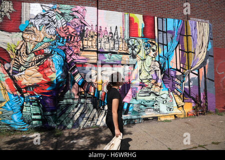 Wandmalereien, Red Hook, Brooklyn, New York, USA Stockfoto