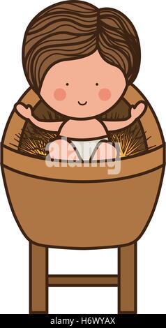 Cartoon baby Jesus lächelnd auf weißem Hintergrund. Vektor-illustration Stock Vektor