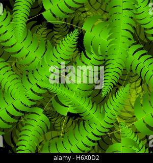 Farn Wedel Silhouetten Musterdesign. Sommer-Vektorgrafik. Stock Vektor