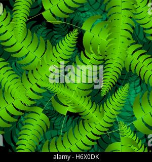 Farn Wedel Silhouetten Musterdesign. Sommer-Vektorgrafik. Stock Vektor