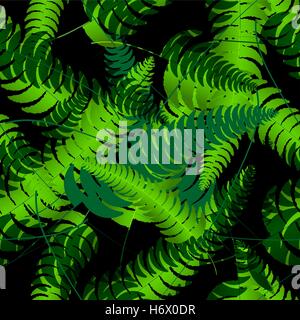 Farn Wedel Silhouetten Musterdesign. Sommer-Vektorgrafik. Stock Vektor