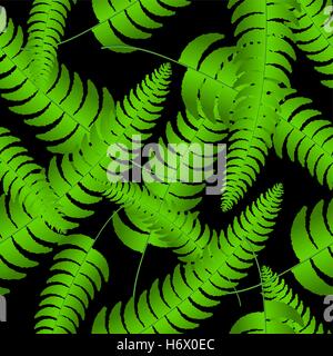 Farn Wedel Silhouetten Musterdesign. Sommer-Vektorgrafik. Stock Vektor
