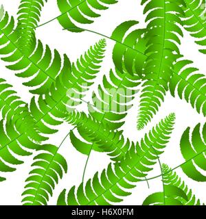 Farn Wedel Silhouetten Musterdesign. Sommer-Vektorgrafik. Stock Vektor