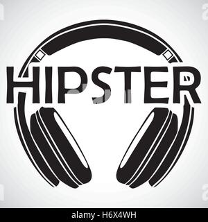 Kopfhörer-Logo-Symbol "Hipster" gestalte ich für den kreativen Einsatz in Grafik Stock Vektor