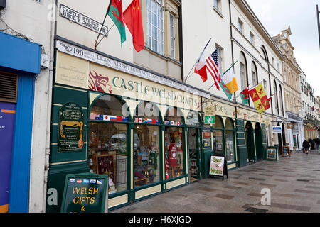 Schloss walisische Handwerk Geschenkeladen auf Burg Straße Cardiff Wales Großbritannien Stockfoto