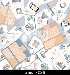 Nahtlose flache Business Vektormuster mit Briefpapier. Stock Vektor