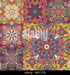 Reihe von bunten Musterdesigns im orientalischen Stil. Islam, Arabische, asiatische Motive Stock Vektor
