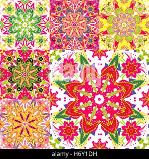 Reihe von bunten Musterdesigns im orientalischen Stil. Islam, Arabische, asiatische Motive Stock Vektor