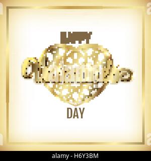 Happy Valentine Tag Herz-Vektor-Illustration auf rotem Grund Stock Vektor