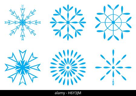 Weihnachts- und Winterzeit Designelemente - Set blau Schneeflocken Symbol isoliert auf weißem Hintergrund, Vektor-illustration Stock Vektor