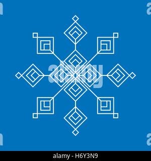 Weihnachts- und Winterzeit Designelemente - weißen Schneeflocke-Symbol auf blauem Hintergrund, Vektor-Illustration isoliert Stock Vektor