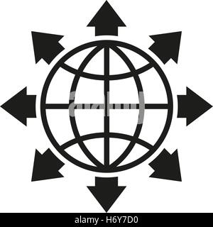 Die globale Lösung-Symbol. WWW und Browser, Entwicklung, Suche, SEO-Symbol. UI. Web. Logo. Zeichen. Flaches Design. Ca. Stock Vektor Stock Vektor