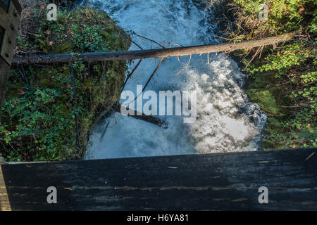 Ein Blick auf Stromschnellen am Tumwater River im US-Bundesstaat Washington. Stockfoto