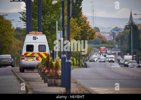 mobilen Durchsetzung Fahrzeug Radarfalle A57 Hyde Straße Geschwindigkeit Durchsetzung Greater Manchester Casualty Reduktion Partnership van rad Stockfoto
