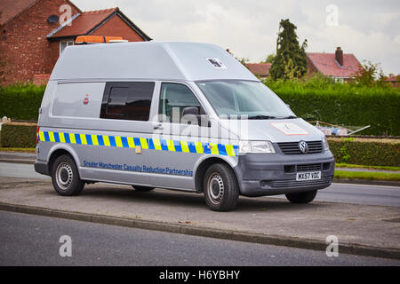 mobilen Durchsetzung Fahrzeug Radarfalle A57 Hyde Straße Geschwindigkeit Durchsetzung Greater Manchester Casualty Reduktion Partnership van rad Stockfoto