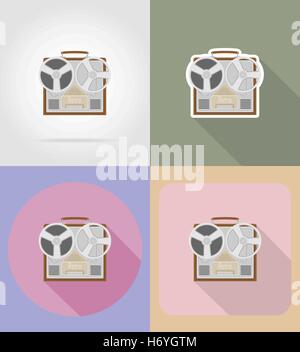 alte retro Vintage Recorder flache Ikonen Vektor-Illustration auf Hintergrund isoliert Stock Vektor