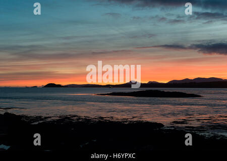 Sonnenuntergang von Port Appin in Richtung Lismore in West-Schottland Stockfoto