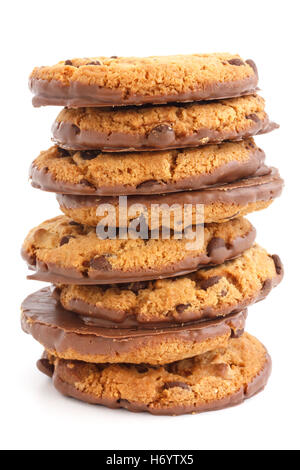 Chocolate Chip Cookies mit Schokolade ummantelt. Stockfoto