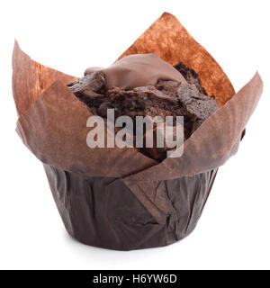 Chocolate Chip Muffin in braun Wachspapier. Stockfoto