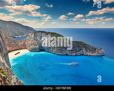 Die berühmte Navagio (Schiffswrack) in Zakynthos Island, Griechenland Stockfoto