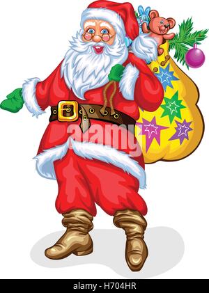 Santa Claus mit Spielzeugtasche. Vektor-illustration Stock Vektor