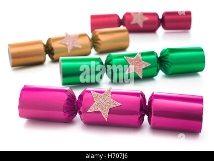 Christmas Cracker isoliert auf weißem Hintergrund Stockfoto