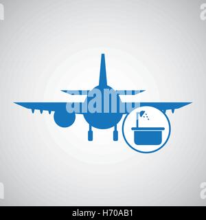 Reisekonzept. Service-Hotel. Silhouette blau Flugzeug. Design, Vektor-Illustration-Grafik Stock Vektor