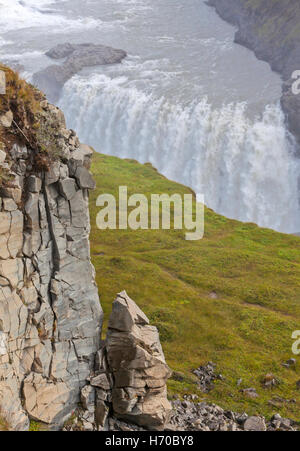 Ein Blick auf Gullfoss Wasserfall, Island. Stockfoto