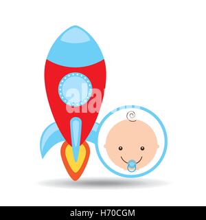 Cartoon-Rakete Spielzeug Baby Symbol Vektor Illustration Eps 10 Stock Vektor