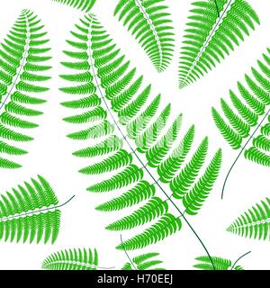 Farn Wedel Silhouetten Musterdesign. Sommer-Vektorgrafik. Stock Vektor