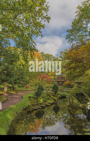 Angelegten japanischen Garten im Herbst Saison im Park Clingendael, Den Haag, den Haag, Zuid-Holland, Niederlande. Stockfoto