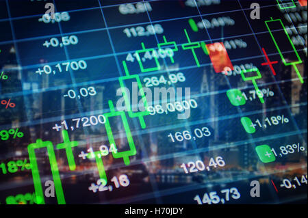 Börse Chart an blauen Hintergrund. Börse, Finanzen, Forex, Wirtschaft Hintergrund. Stockfoto