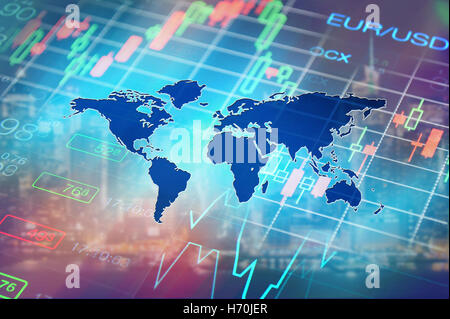 Globale Wirtschaft, Finanzen, Devisen, Finanzmärkte, Nachrichten Hintergrund Stockfoto