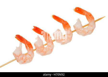 isolierte Garnelen am Spieß Stockfoto