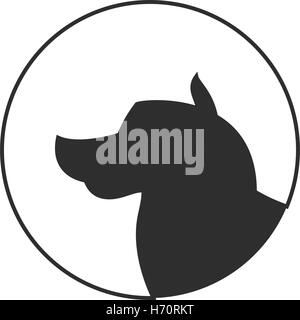 Silhouette von einem Hund Kopf Alaskan Malamute. Tierischen Rasse Freund, Vektor-illustration Stock Vektor