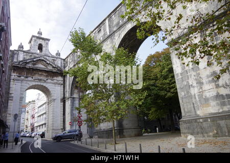 Lissabon, Aguas Livres, Aquädukt reines Trinkwasser Stockfoto