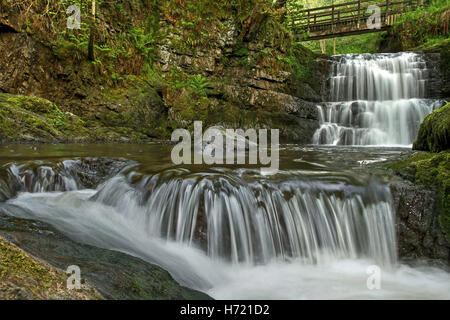 Afon Sychryd, ein Fluss im Rhondda Cynon Taf, Wales. Unweit von Pontneddfechan, einem kleinen Dorf in Neath Valley Stockfoto