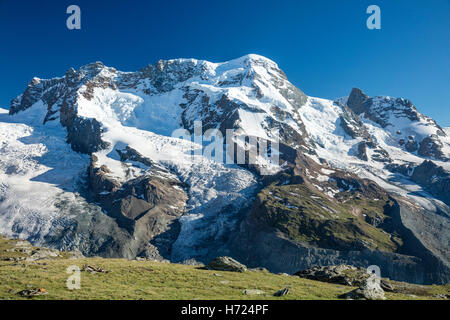 Das Breithorn vom Gornergrat, Zermatt, Walliser Alpen, Wallis, Schweiz. Stockfoto
