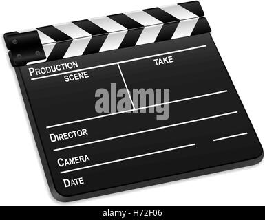 3D Film Schiefer isoliert auf einem weißen Hintergrund. Vektor-Illustration. Stock Vektor