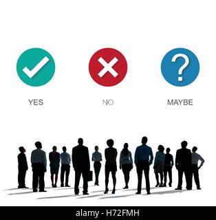 Ja kein Antwort-Fragebogen-Konzept Stockfoto