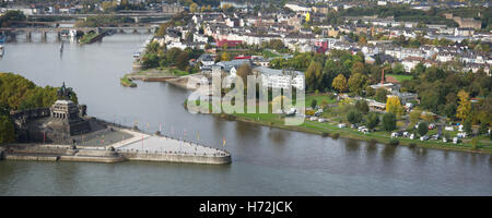 Reiterstandbild von Kaiser Wilhelm i., Deutsches Eck, Koblenz, Deutschland Stockfoto