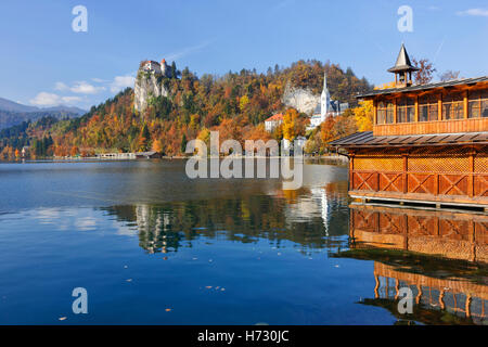Bled See im Herbst, Slowenien Stockfoto
