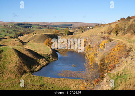 Die stillgelegten Steinbruch der Asche bei Stanhope, Co. Durham, England, UK Stockfoto