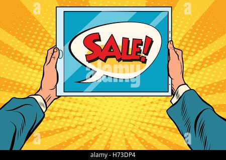 Elektronische tablet in der hand, Verkauf Stock Vektor