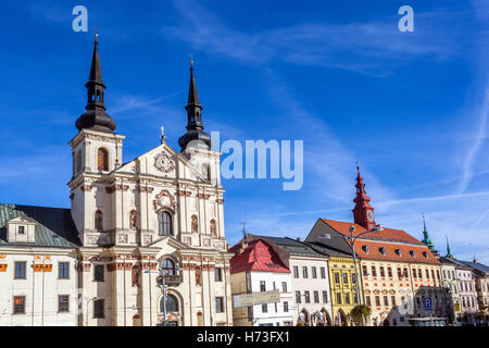 Jihlava, Masaryk-platz mit St. Ignatius Kirche, Rathaus, Region Liberec, Tschechische Republik Stockfoto