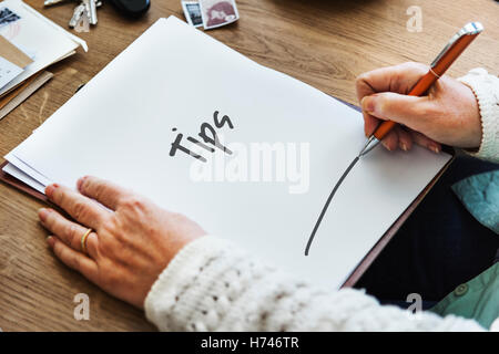 Tipps Tricks hilfreiche Informationskonzept Stockfoto