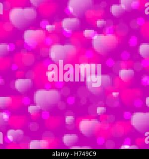 Nahtlose Muster mit fuzzy Herzen auf lila Hintergrund. Vektor-illustration Stock Vektor