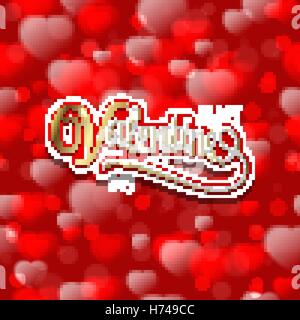 Valentinstag Musterdesign mit Herzen. Reich verzierte goldene Beschriftung. Urlaub rosa abstrakten Hintergrund für Grußkarten und andere. Stock Vektor