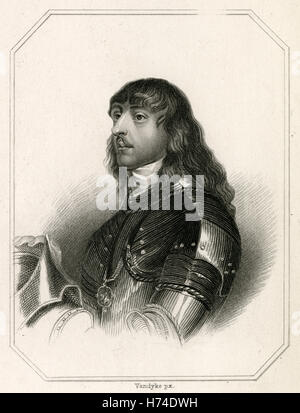 Antike c1840 Gravur, James Stanley, 7. Earl of Derby KG. James Stanley (1607-1651) war ein Verfechter der Royalist Ursache im englischen Bürgerkrieg. QUELLE: ORIGINAL GRAVUR. Stockfoto